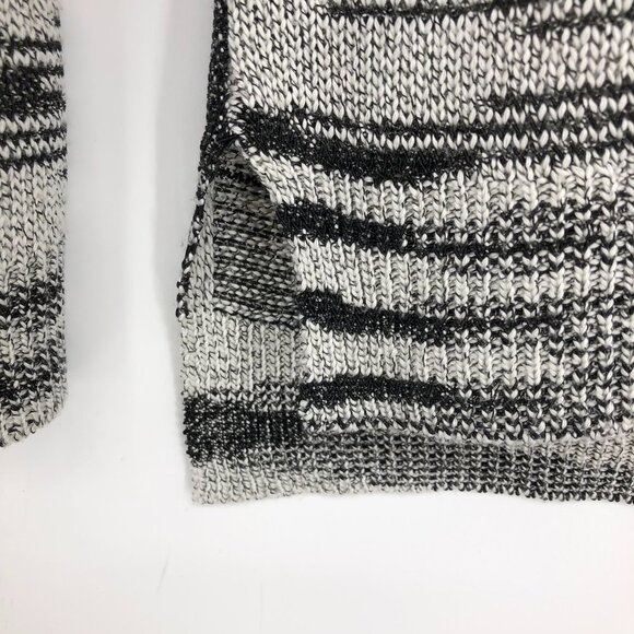 Dex Black Grey Abstract Stripe Long sleeve Polka Dot Mesh neck XS - Picture 8 of 14